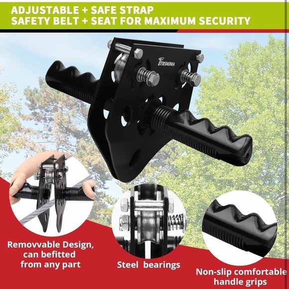 76FT Zipline for Backyard Kids and Adults Up to 350 lbs Zip Line Trolley Kit - Picture 2 of 9